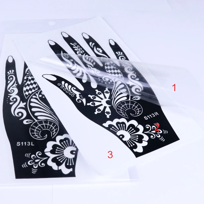 Hot sell henna glutinous sticker tattoo stencil body hand art tattoo stencil suppliers