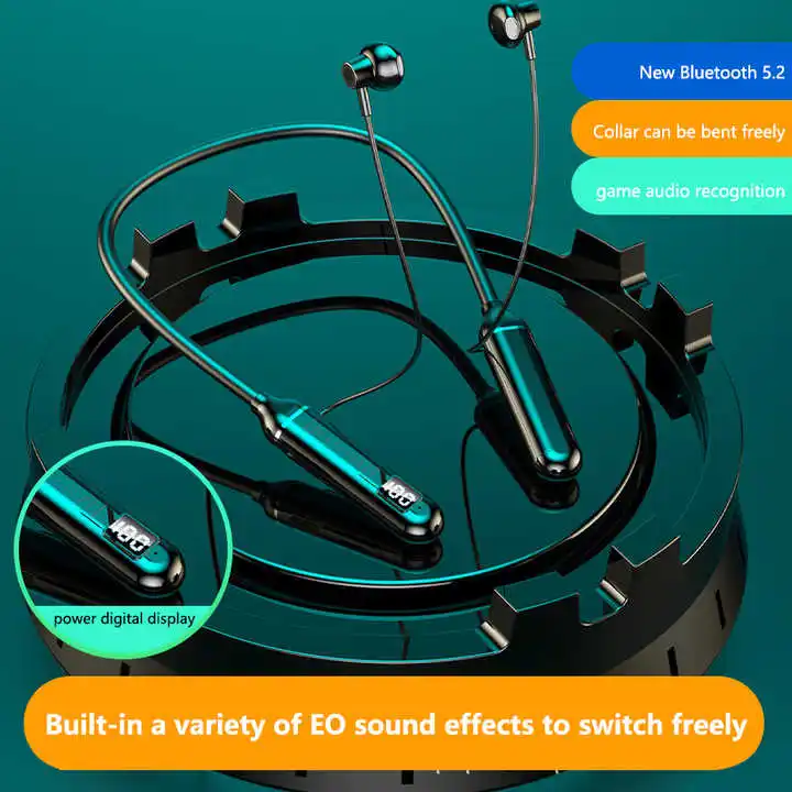 Bluetooth V5.3 Wireless Earphone Super Long Standby Magnetic Sports Neckband Handsfree Headset with Power Display
