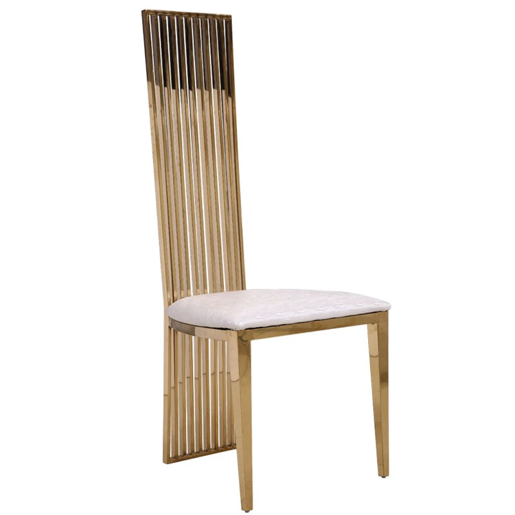 
High Back Chair Furniture White PU Leather Dining Chair Gold Wedding Chairs 