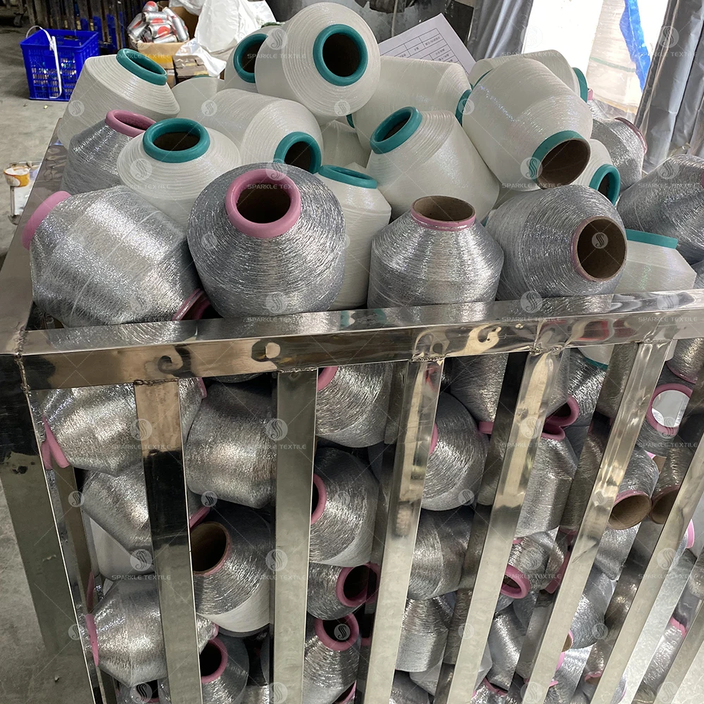 Dongyang Factory Direct Supply Low MOQ Quantity For Knitting Lurex Yarn silver yarn MX Type Metallic Yarn