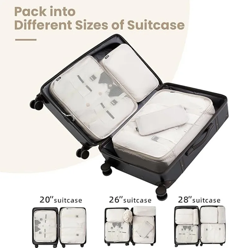 Sinovow OEM ODM Travel Suitcase Storage Bag Set Travel bags Luggage Organizer Storage Bags Compression Packing Cubes with BSCI