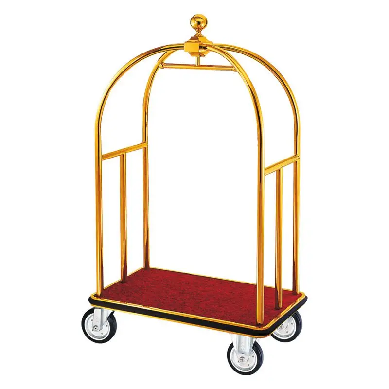 Bellman Hotel Luggage Carts Lobby Luggage Cart Wheels Trolley Hotel Furniture Stainless Steel Metal Modern