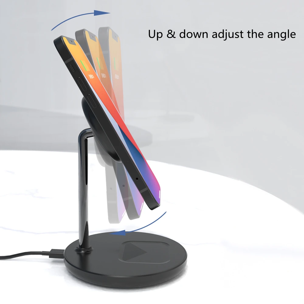 2021 Newest Popular 2In1 Magnetic Wireless Chargers For AirPods Metal 15W Live Telecast Charging Stand Phone Holder