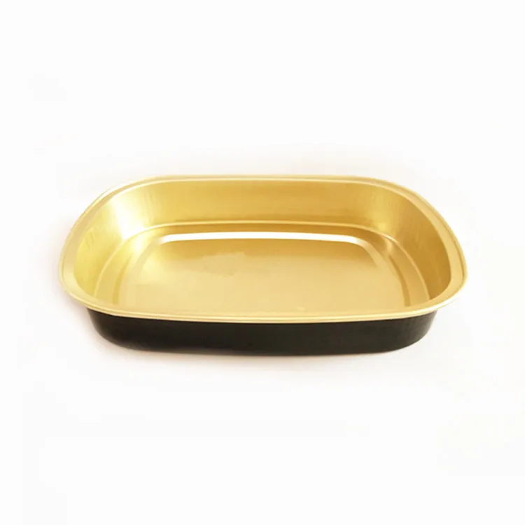 Black gold aluminum tray Microwave Disposable aluminium containers bakeware aluminum foil take-out pan foil containers