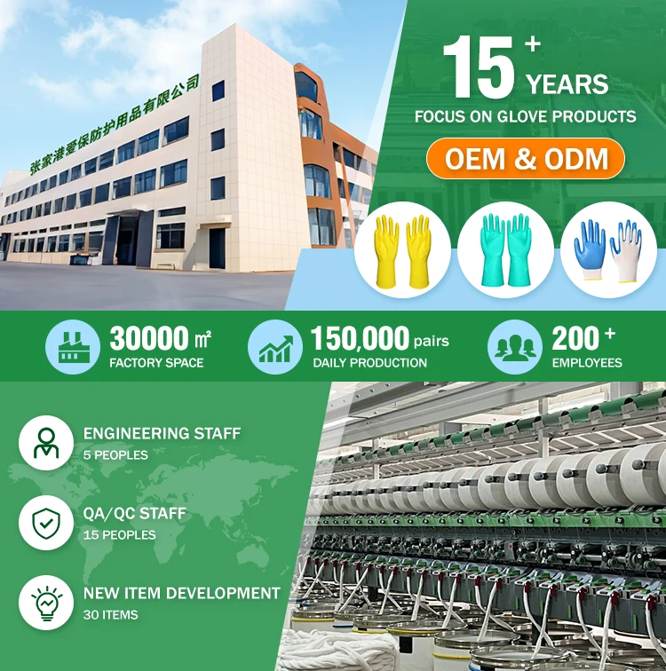 The New Listing Different Size Nitrile Butadiene Rubber Hairdressing Green Chemical Resistant Gloves Professional Certified