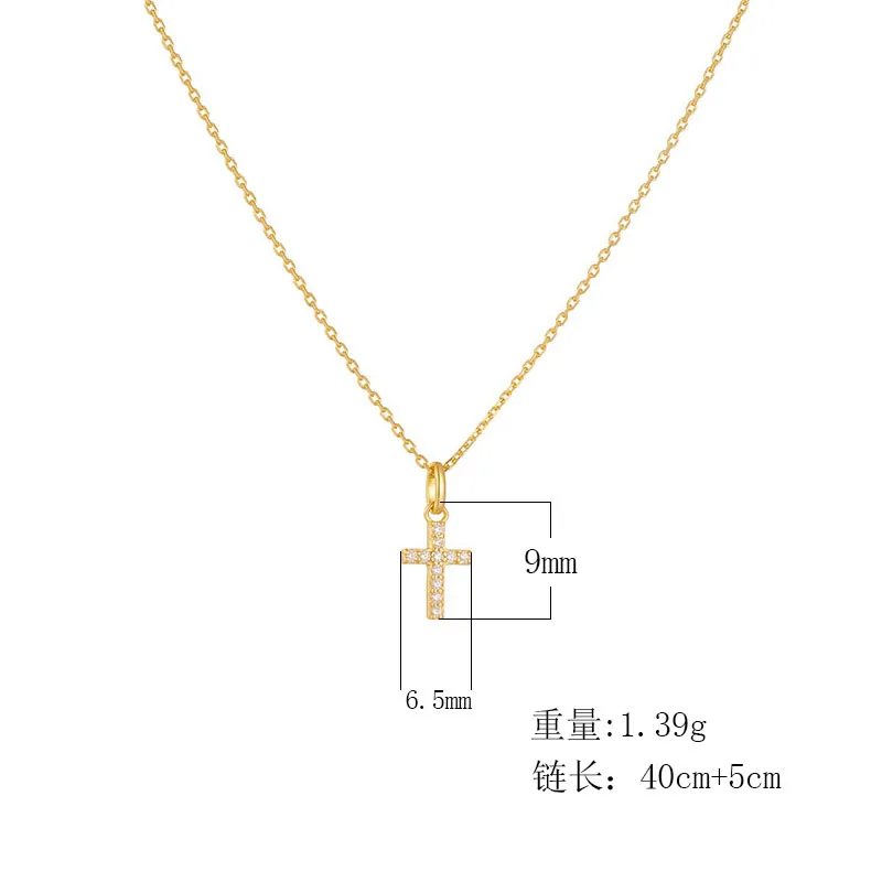 Hot Selling 925 Silver Jewelry White Zircon Cross Pendant Necklace 925 Sterling Silver Necklace For Women