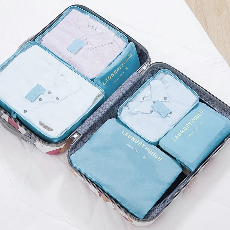 
New Travel Bags Luggage Suitcase 6pcs Set Storage bag Clothes Organizer  (1600117613731)