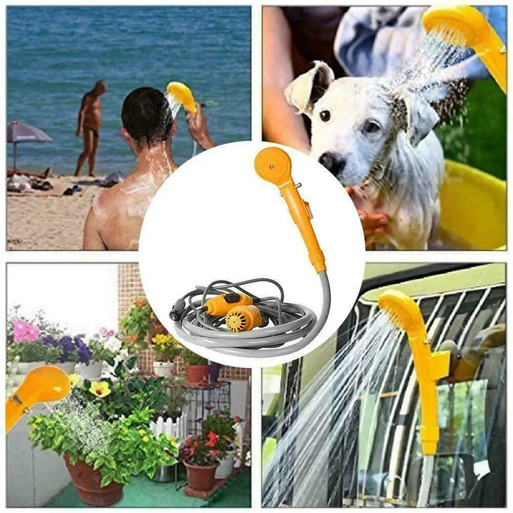 Portable Camping Shower 12v Car Cigarette Lighter Handheld Outdoor Camp Shower Pump For Travel Camp Hiking Pet Shower Car Wash