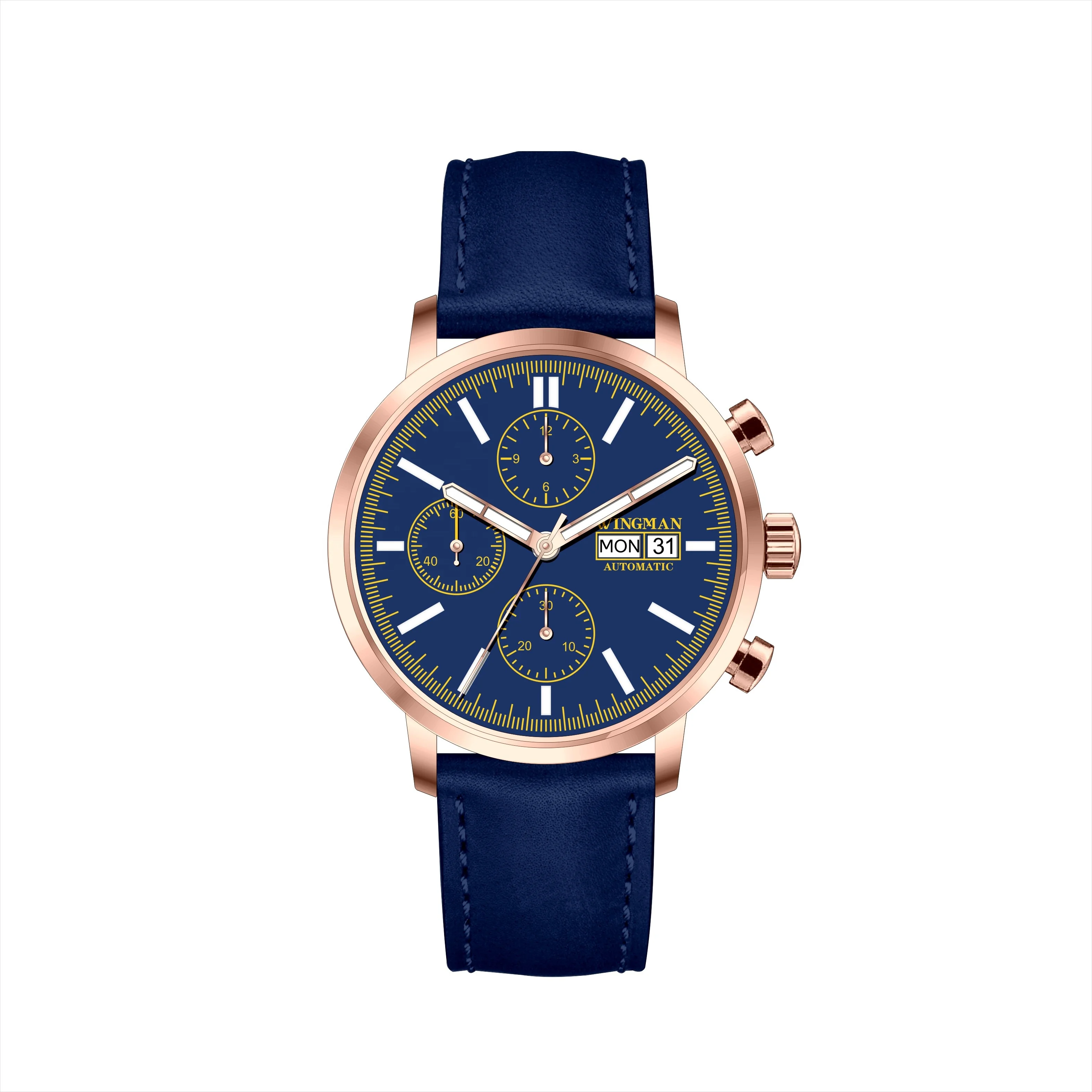 New 2022  China 3LZF2 Automatic Mechanical  Movement  Chrono Watch C9 super Luminous Steel 40mm Black Small eyes Watch