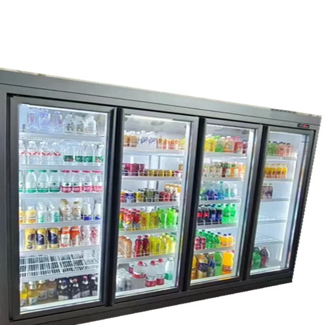 Supermarket beverage milk beer display refrigerator freezer Glass doors vertical chiller for sale