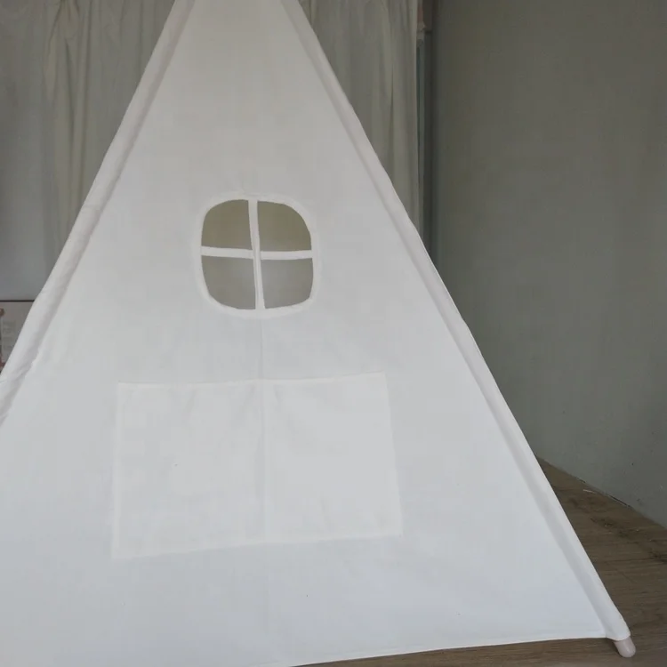DIY White Kids Canvas Indian Teepee Tent Toddler Playhouse With carry bag