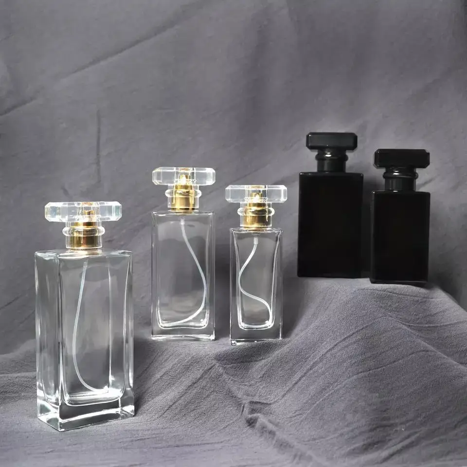 Luxury Perfume Bottle Custom Hot Stamping Printing Design 30ml 50ml 100ml Glass Perfume Bottles