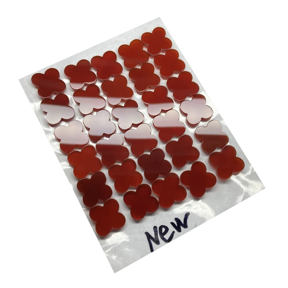 White Mother of pearl  13x12MM Loose Four Leaf Clover chalcedony Gemstones Natural Malachite