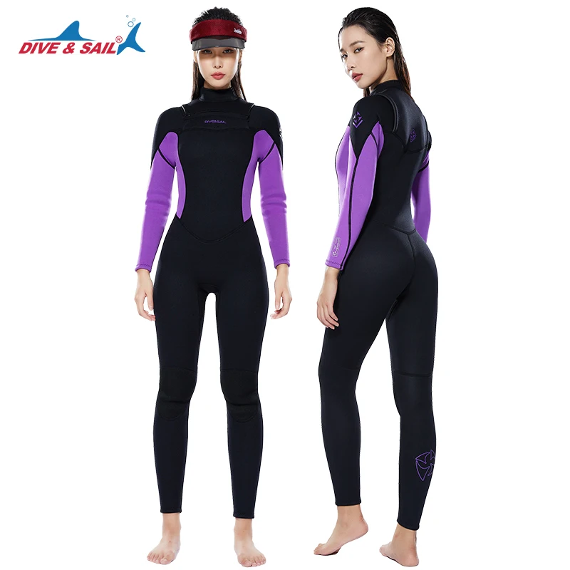 DIVE&SAIL Super Stretch 3/2MM Flatlock Steamer Front Chest Zip Surf Wet Suits Neoprene Diving Surfing Wetsuit for Men Women