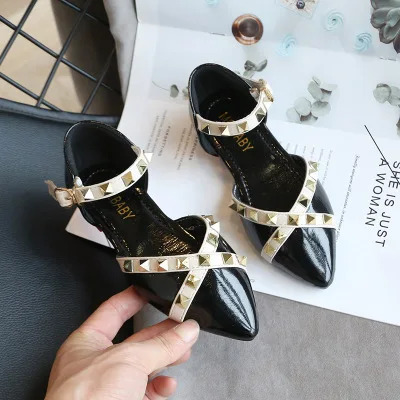 2020 New Girls Sandals Kids Leather Shoes Children Rivet Roman Princess Party Shoes Hot Girls Princess Dance Shoes