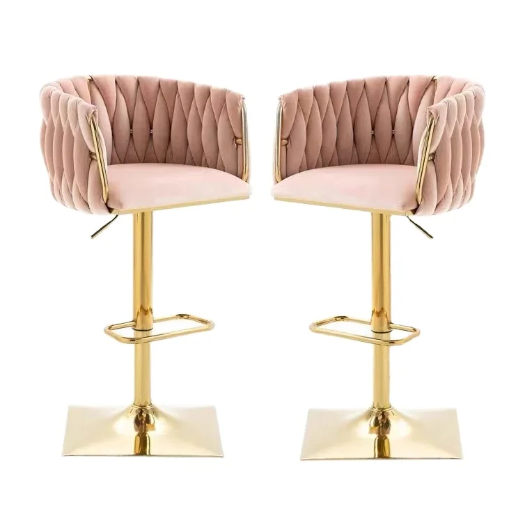 New light luxury fashion bar chair lift swivel rotary Nordic Italian hotel front desk chair back high chair stool