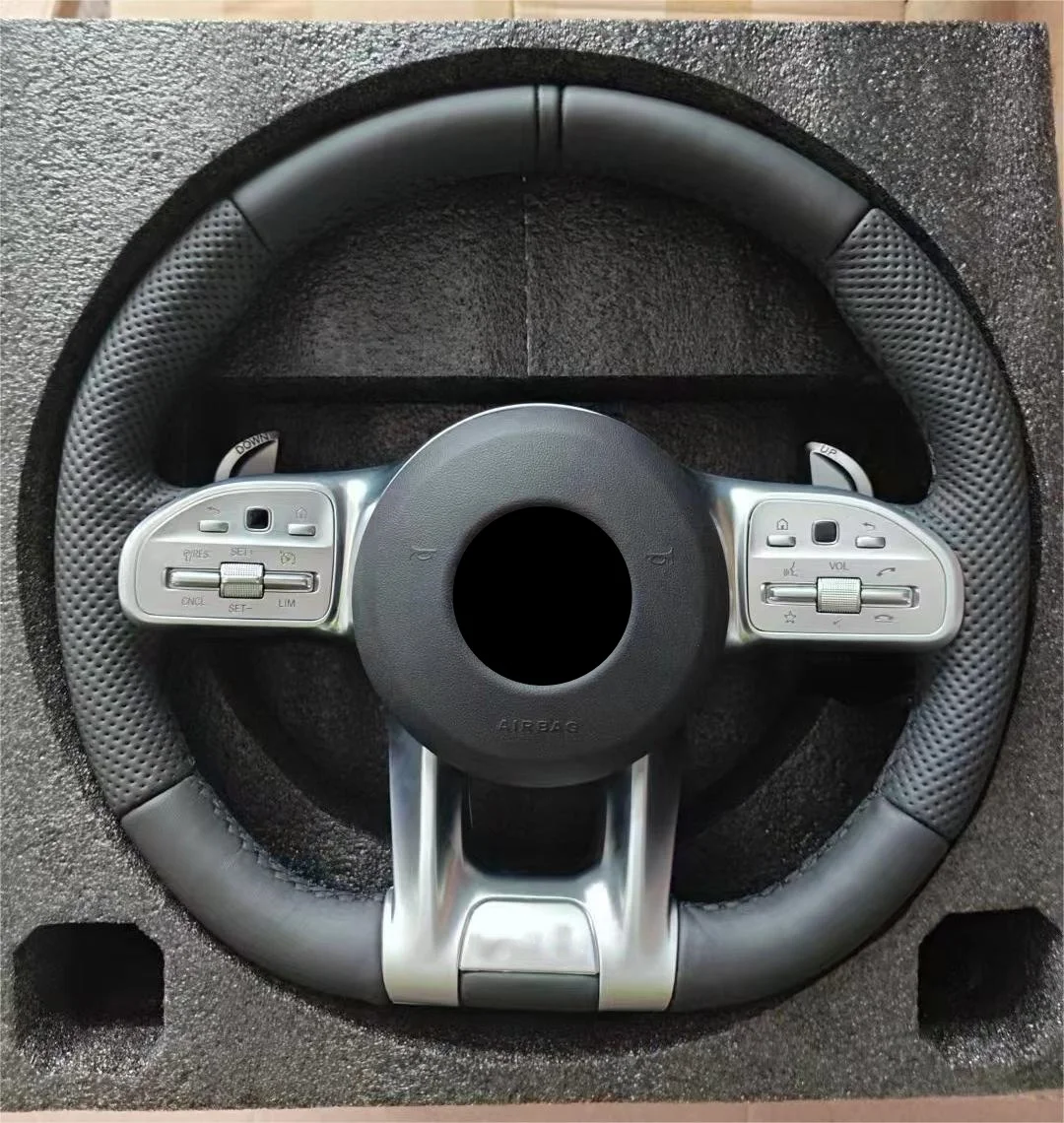 For Benz AMG GTR GT C63 A45 S63 S65 G500 G63 E63 GLE63 GLC63 W205 W222 W213 full leather LED Carbon Fiber Steering Wheel