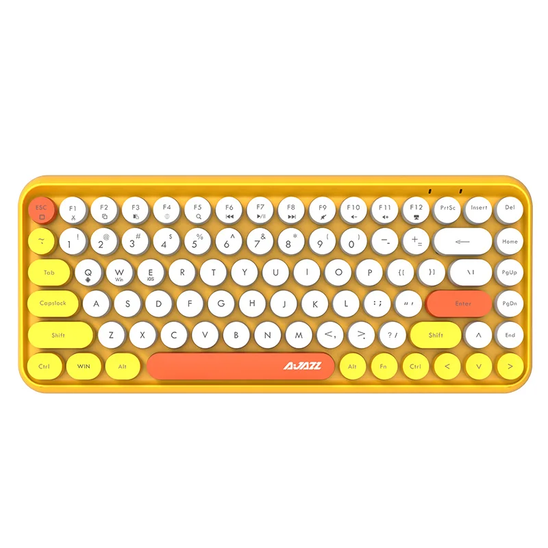 
Hot Sale AJAZZ 308I 84 Keys Wireless BT Keyboard Retro Typewriter Round Key for Win/iOS/Android 