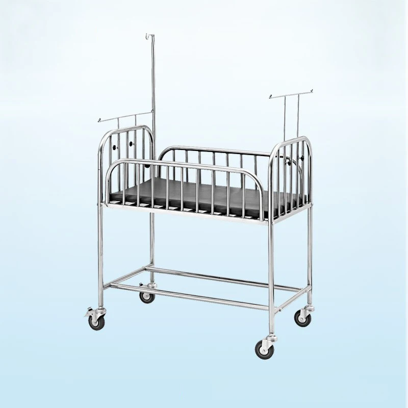 Pediatric Used Cheap Hospital Baby Bed Stainless Steel Hospital Safe New Born Baby Bed
