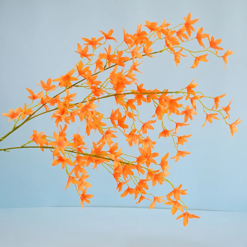 Artificial Flowers Silk Oncidium Orchid Flowers Branches Spray Floral Stem for Home Decor Wedding Backdrop Arch Wall TableRunner