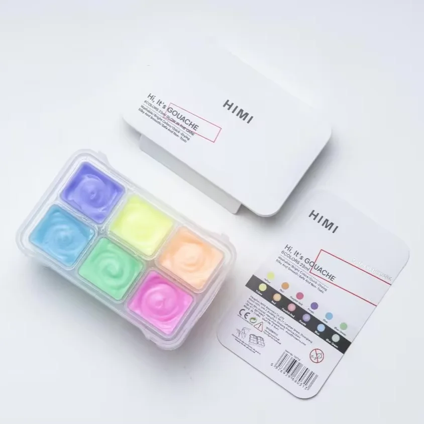HIMI 23ML 6 FLUORESCENT COLORS GLOW IN THE DARK GOUACHE PAINT SET