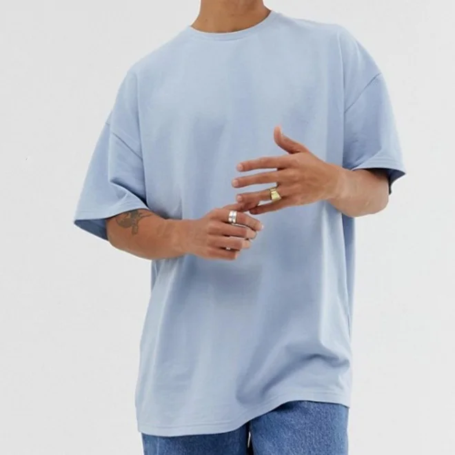 High Quality Heavy Weight 220 Grams Blank Off Shoulder Custom Printing boxy Mens 100% cotton Oversized t shirt