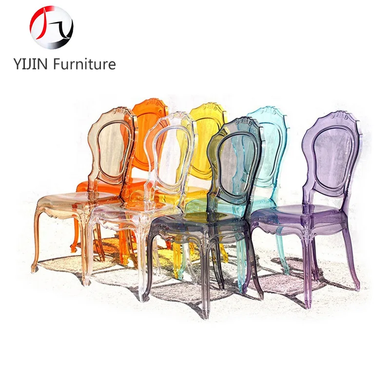 Modern outdoor crystal resin clear acrylic princess transparent wedding banquet chair
