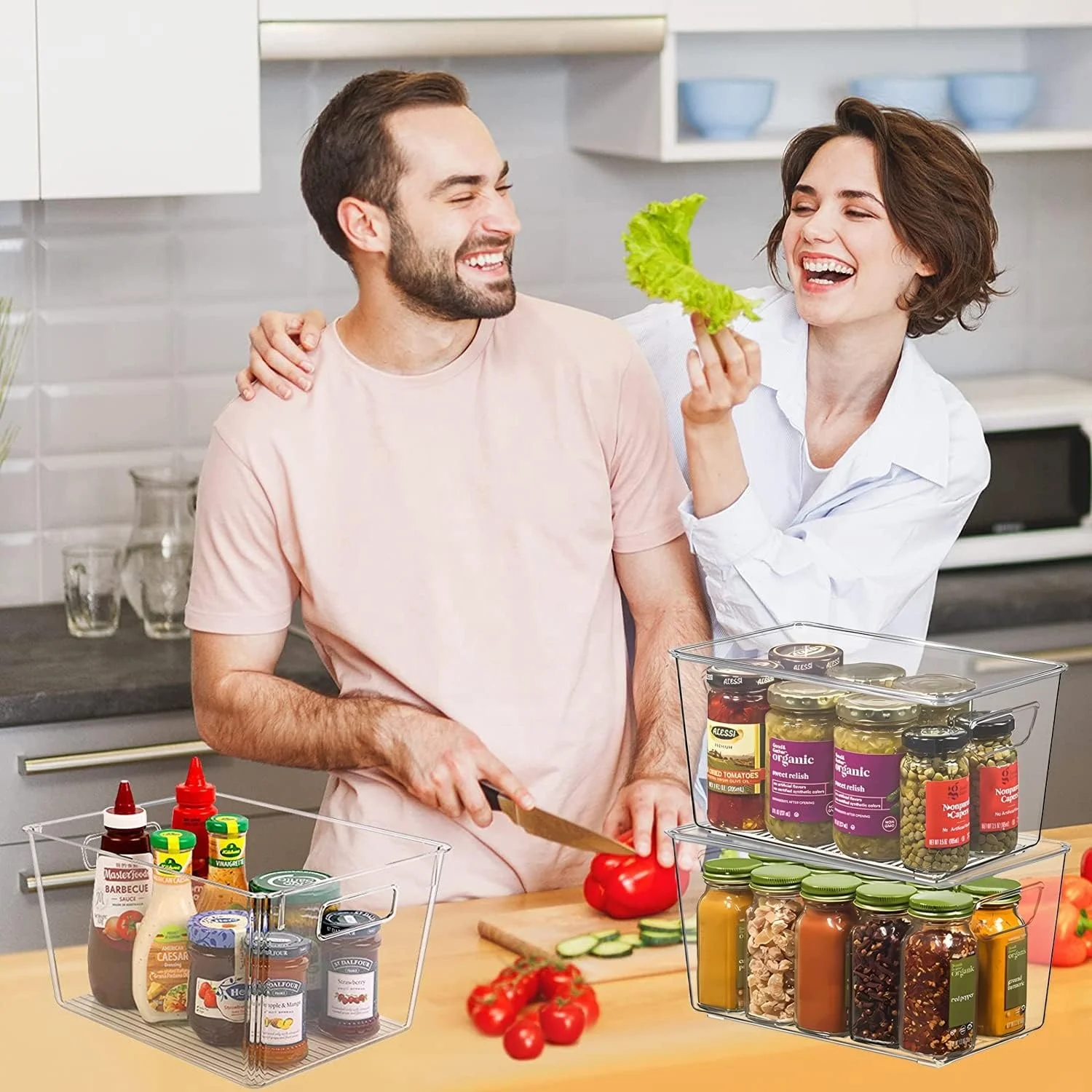 Transparent Kitchen refrigerator storage box Fresh-keeping Acrylic clear organizer for vegetable  fruit egg and home Essential