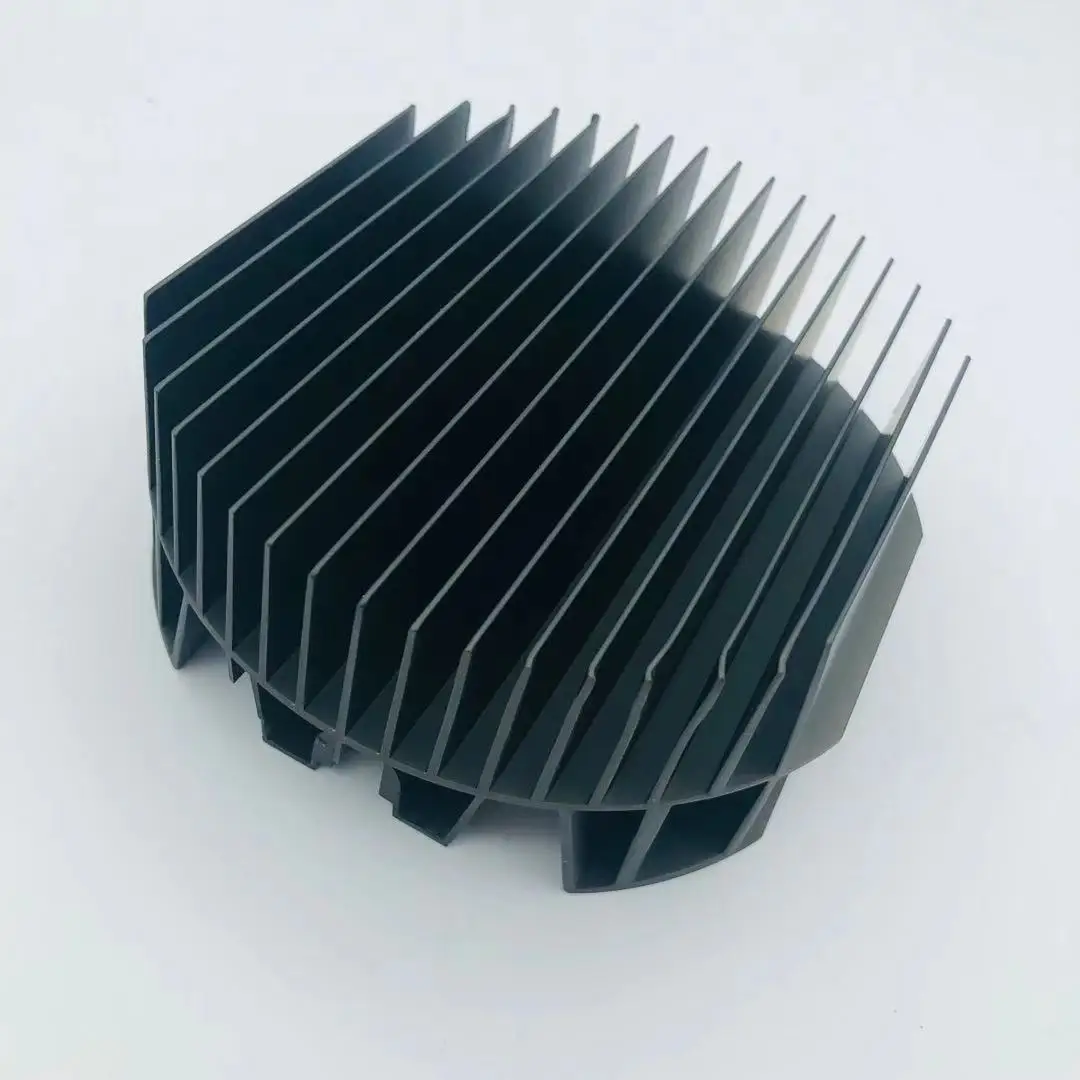  Черный алюминиевый охлаждающий ребро теплоотвод Круговой Круглый экструзионный радиатор из алюминиевого сплава 6063