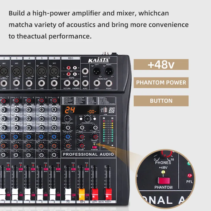 KAIKA RX6- 6 k Audio Mixer 6 channel  digitale  dj controller/audio console mixer