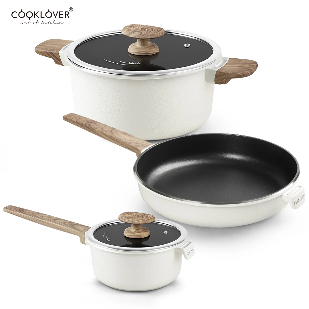 Nonstick Cookware Set Die Cast Aluminum 5-Piece Induction Pots And Pans Sets With Lids for Kitchen