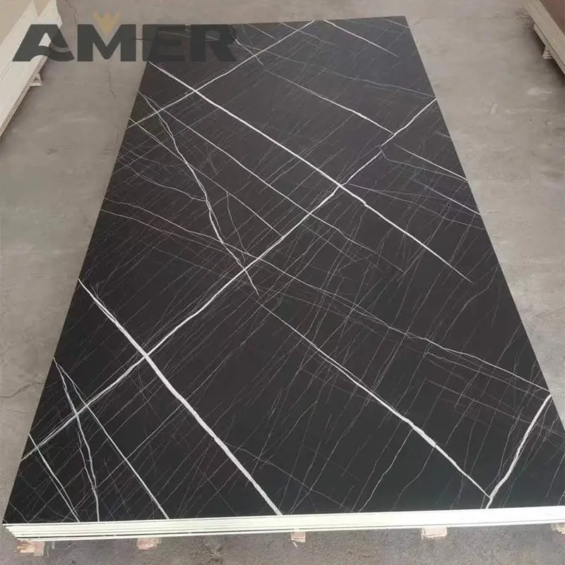 Amer OEM wholesale2mm 2.5mm 3mm interior decoration high glossy 4x8 4*9 pvc uv wall panel marble
