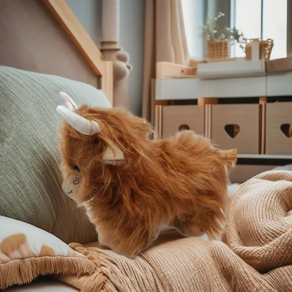 Custom soft buffalo plush toy bison doll Long hair buffalo plush toy cow plush doll Christmas gift