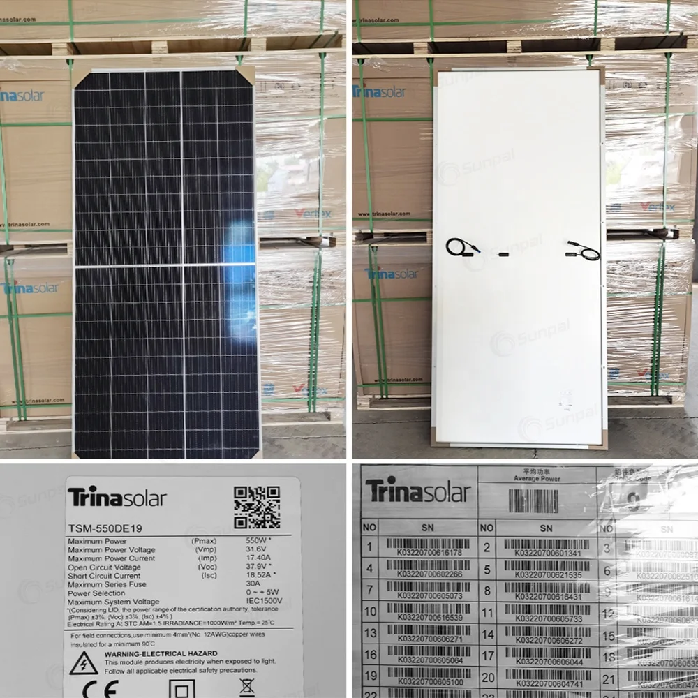 Trina Solar Vertex Solar Panels Hjt 550W 500W 480W 490W 505 Watts Facial Painel Solar Bifacial Panneau Solaire Trina