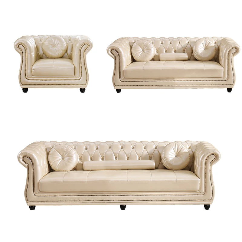 European Style3 Seater  Furniture Home Sofa Set Designs Leather Sofa Living Room Sofas Furniture