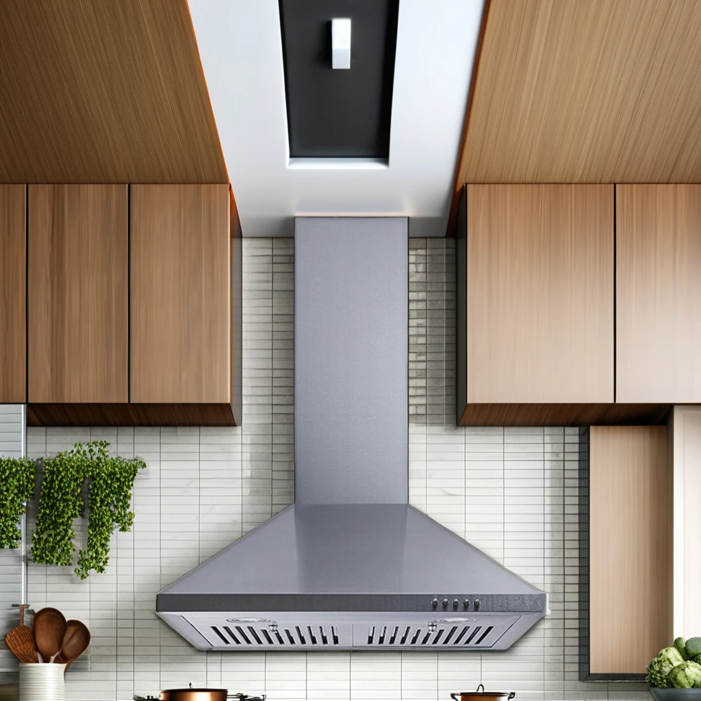 Quiet function auto clean  chimney stainless steel commercial kitchen pyramid extractor range hood