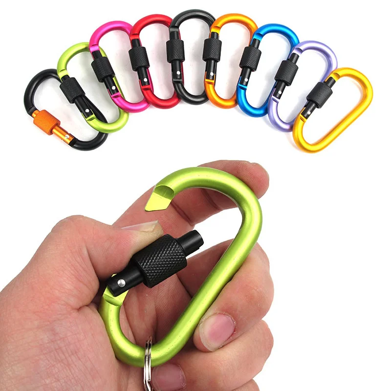 colored metal aluminum d shaped carabiner hook clip snap carabiner keychain