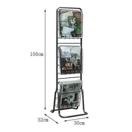 Metal Magazine Display Rack Newspaper Display Stand Information Storage Bookshelf Display Rack Brochure Organizer Stand