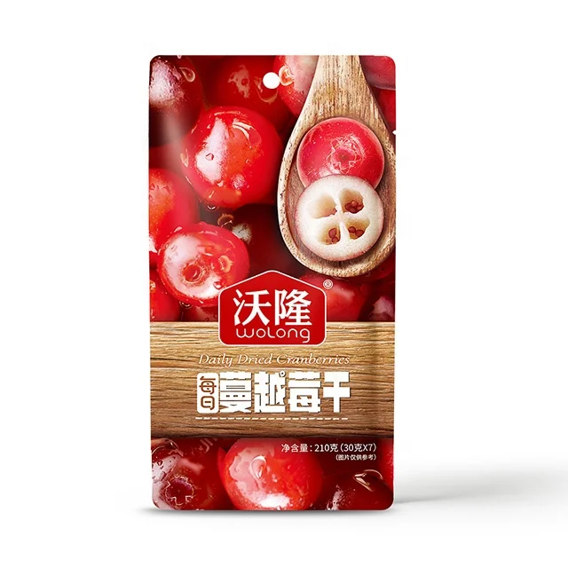 Wolong здоровая Смешанная закуска из орехов маленькая упаковка с сушеными фруктами подсластная Клюква для продажи