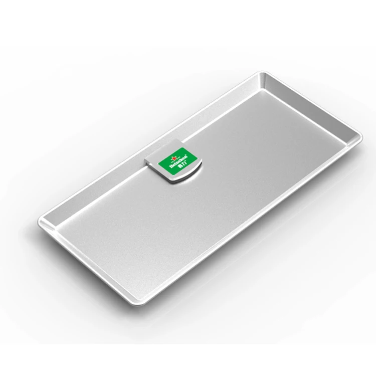 120x120mm advertising silver hips plastic check bill holder tray with custom logo