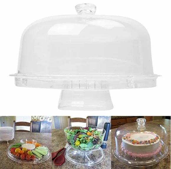 With domed flat chassis salad/punched bowl acrylic 6 in 1, transparent acrylic cake display rack, food display rack