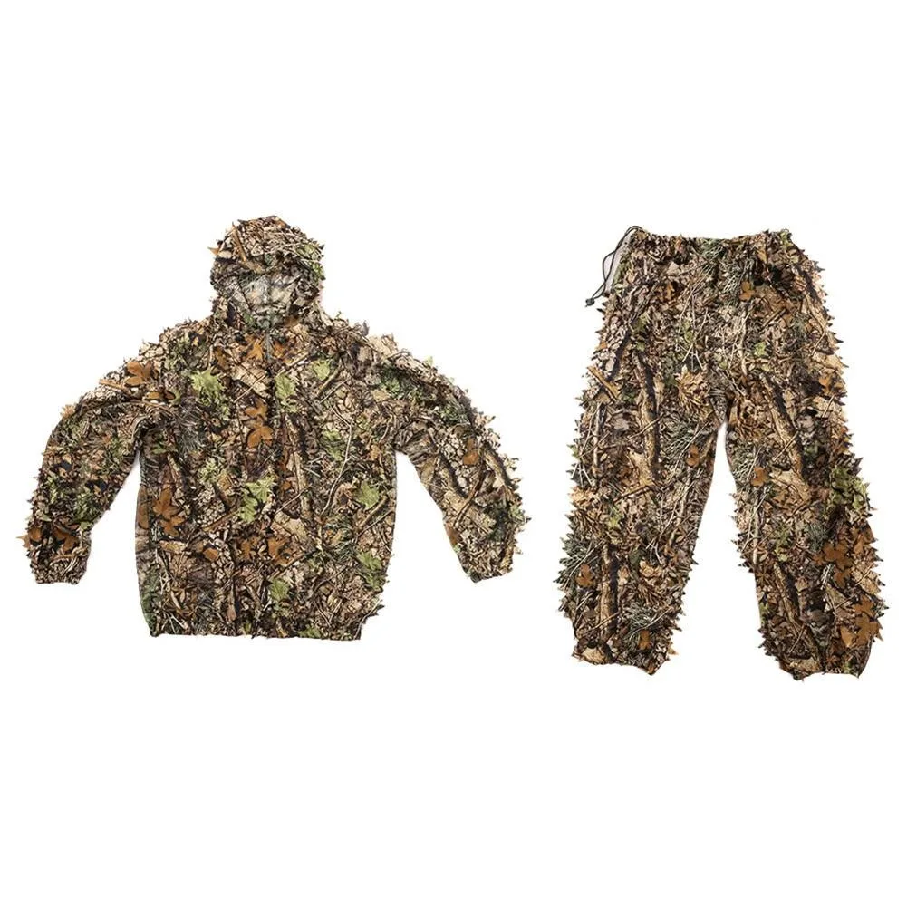 3D Hunting Clothes  Airsoft Polyester Hunting Ghillie Suit Outdoor 3D Leaf Camouflage Woodland Paintball Jackets