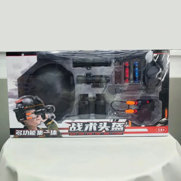 Super Cool Counter-Strike Pretend Role Play Military Tactical Toy Kids Includes Black Helmet Earphone Binoculars-Made Plastic