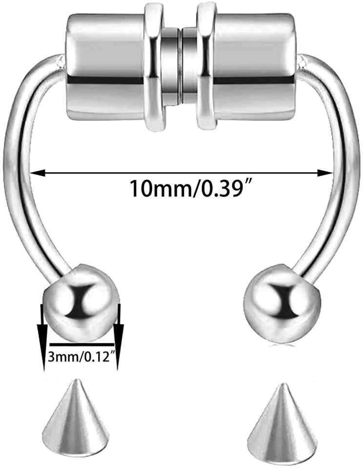 Women Fake Piercing Nose Ring Hoop Septum Non Piercing Nose Clip Rock Hiphoop Stainless Steel Magnet Fashion Punk Body Jewelry