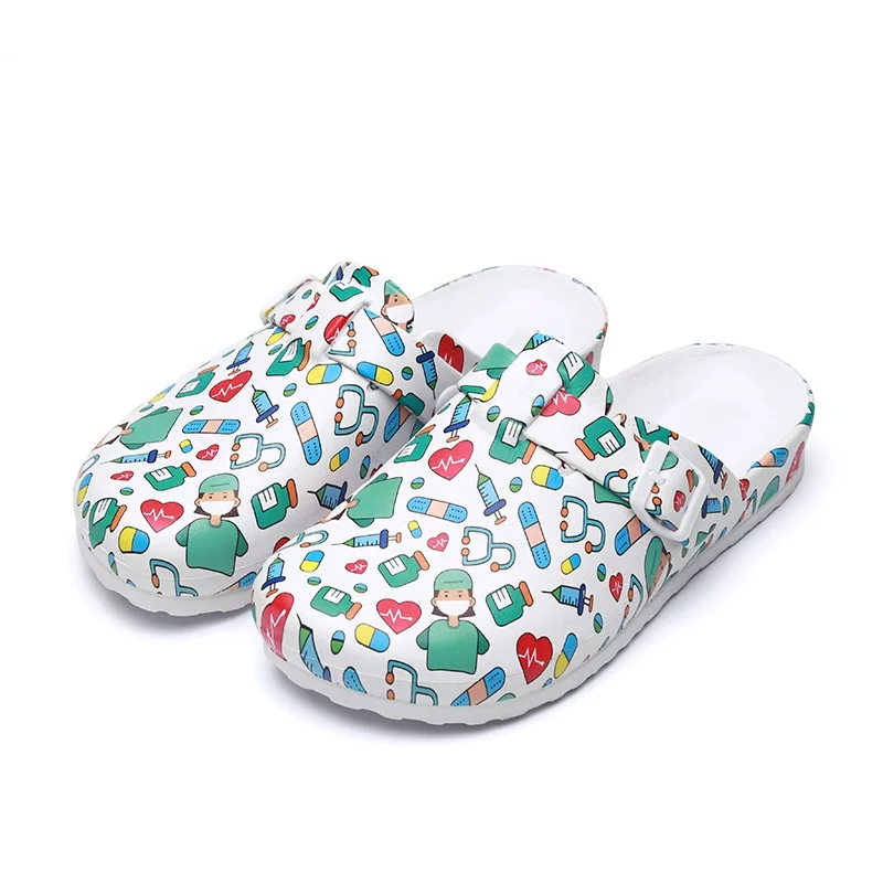 Customized waterproof Rubber Clogs shoes Sandals  EVA Medical nurse clogs Hippie Pattern crocK clogs anti slippy garden shoes