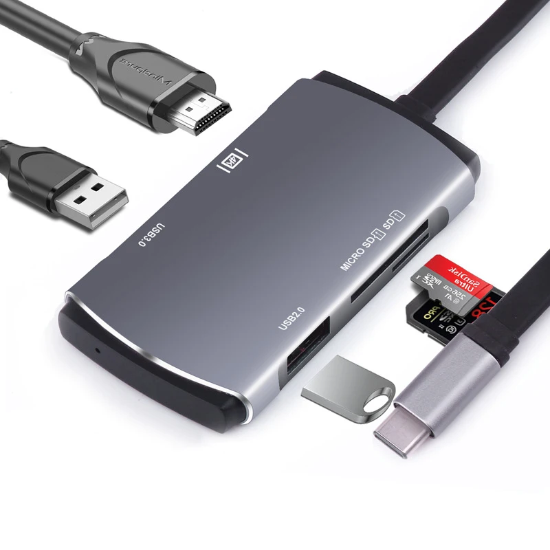 USB Type C Hub Dock Pro Air OTG USB3.0 Compatible Hub Adapter PD Charging Laptop USB Hubs Extension