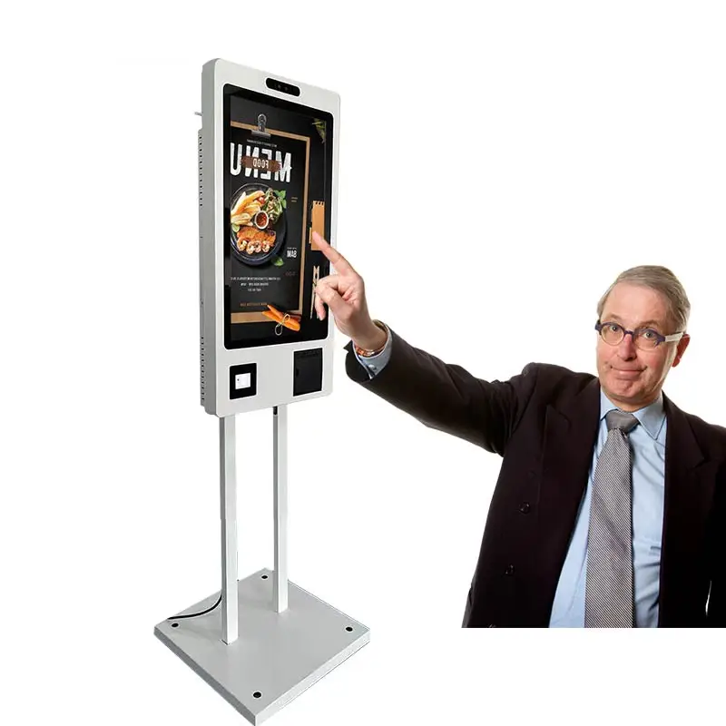 18.5-inch floor upstanding self-service food order lcd kiosk totem with NFC RFID QR scanner module