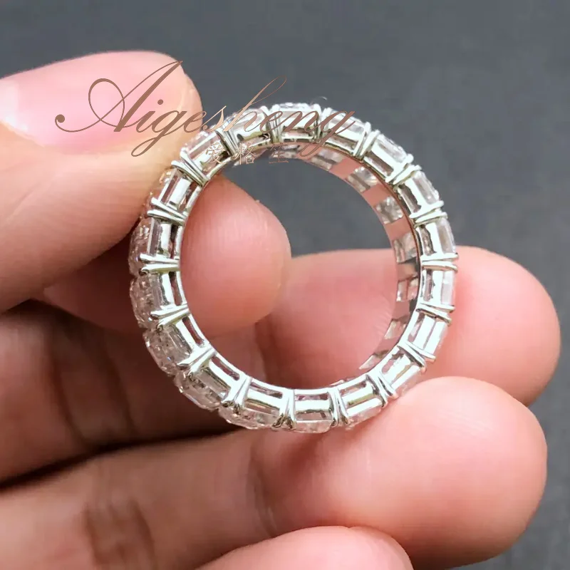 Aigesheng Pure Gold Jewelry Ring Real Diamond Baguette Cut Engagement Ring Wedding Ring For Women