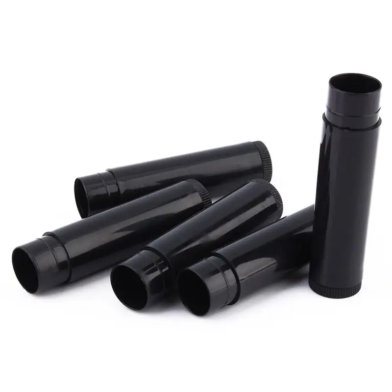 Ready to ship Black 7colors DIY 5ml empty chapstick + lids containers, lip balm cosmetic packaging screw tube