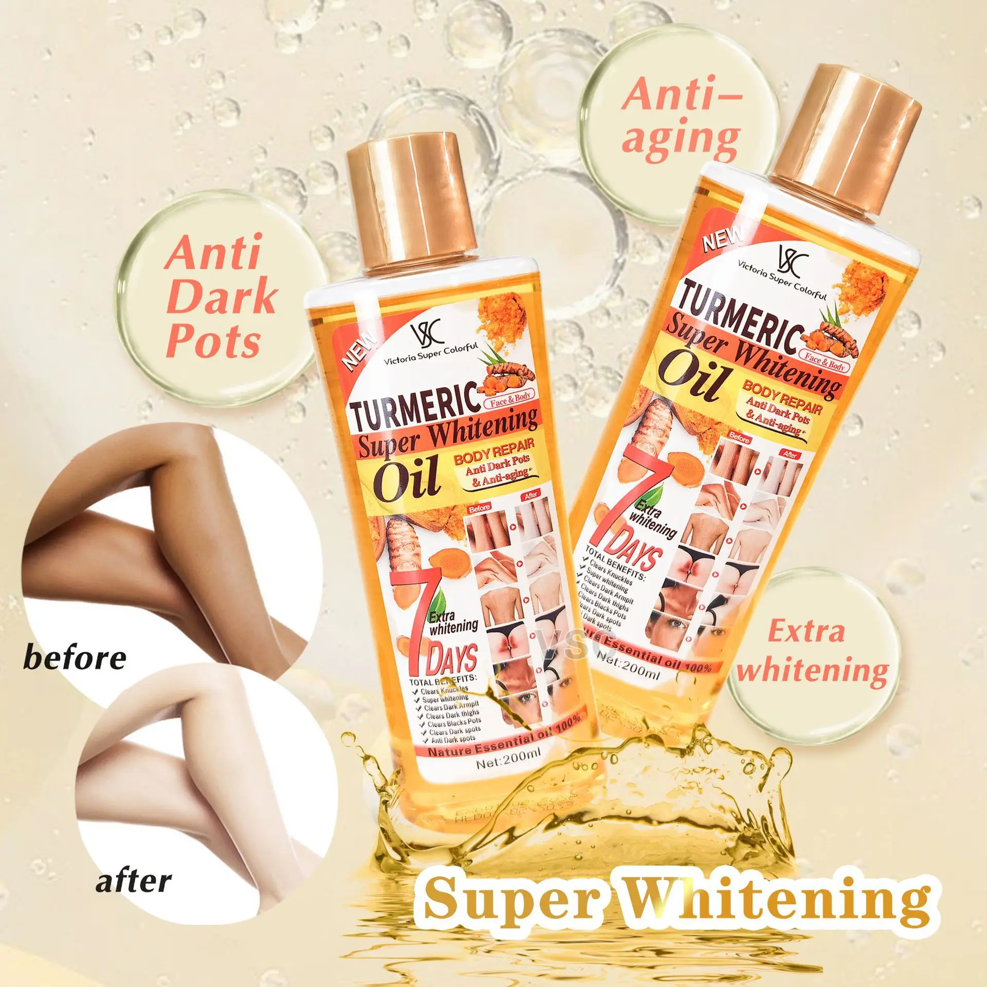Wholesale Facial And Body Moisturizing Turmeric Essential Oil Smoothing Skin Anti Aging Turmeric Super Whitening Oil